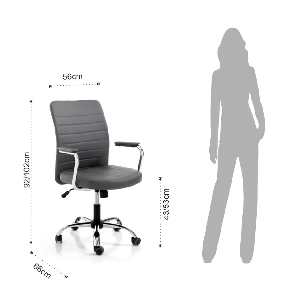 Fauteuil de bureau en cuir et vérin à gaz réglable - Radon Viadurini