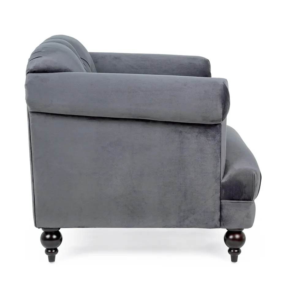 Fauteuil Design Classique en Bois et Effet Velours Gris ou Rose - Sanny Viadurini
