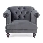 Fauteuil Design Classique en Bois et Effet Velours Gris ou Rose - Sanny Viadurini