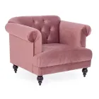 Fauteuil Design Classique en Bois et Effet Velours Gris ou Rose - Sanny Viadurini