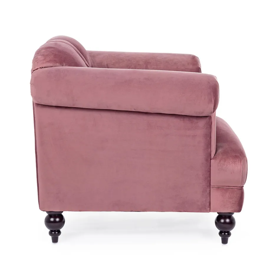 Fauteuil Design Classique en Bois et Effet Velours Gris ou Rose - Sanny Viadurini