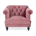Fauteuil Design Classique en Bois et Effet Velours Gris ou Rose - Sanny Viadurini