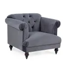 Fauteuil Design Classique en Bois et Effet Velours Gris ou Rose - Sanny Viadurini