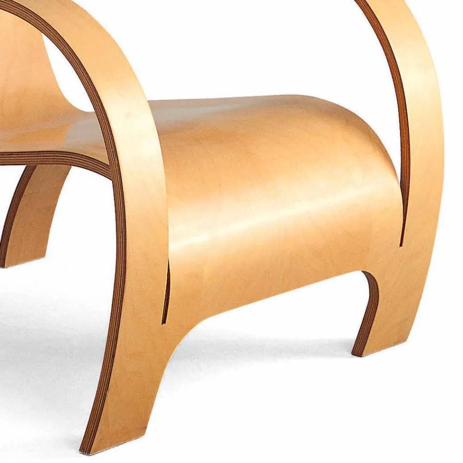 Fauteuil Design en Contreplaqué Noir ou Finition Bouleau Fabriqué en Italie - Galatea Viadurini