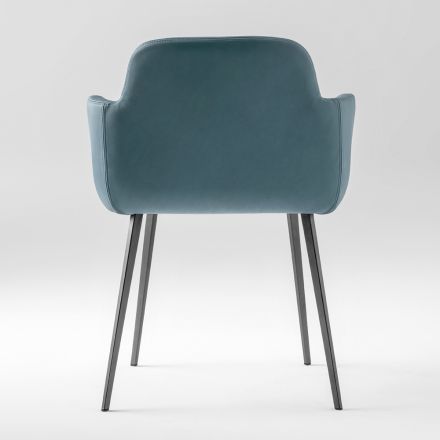 Fauteuil de haute qualité en cuir et métal peint fabriqué en Italie - Molde Viadurini