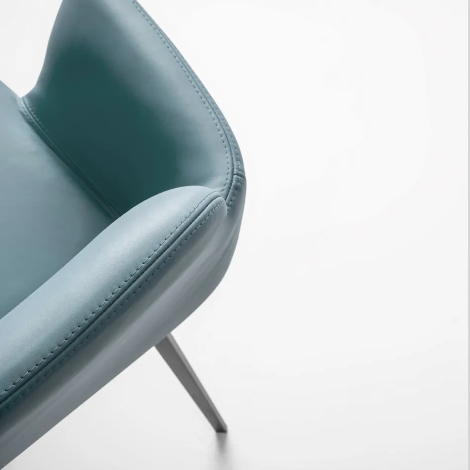 Fauteuil de haute qualité en cuir et métal peint fabriqué en Italie - Molde Viadurini