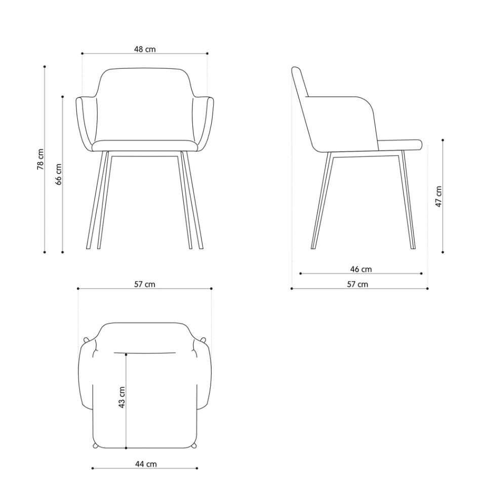 Fauteuil de haute qualité en cuir et métal peint fabriqué en Italie - Molde Viadurini