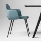 Fauteuil de haute qualité en cuir et métal peint fabriqué en Italie - Molde Viadurini