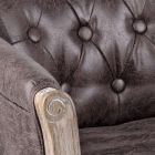 Fauteuil design classique en bois et assise effet cuir écologique - Katen Viadurini