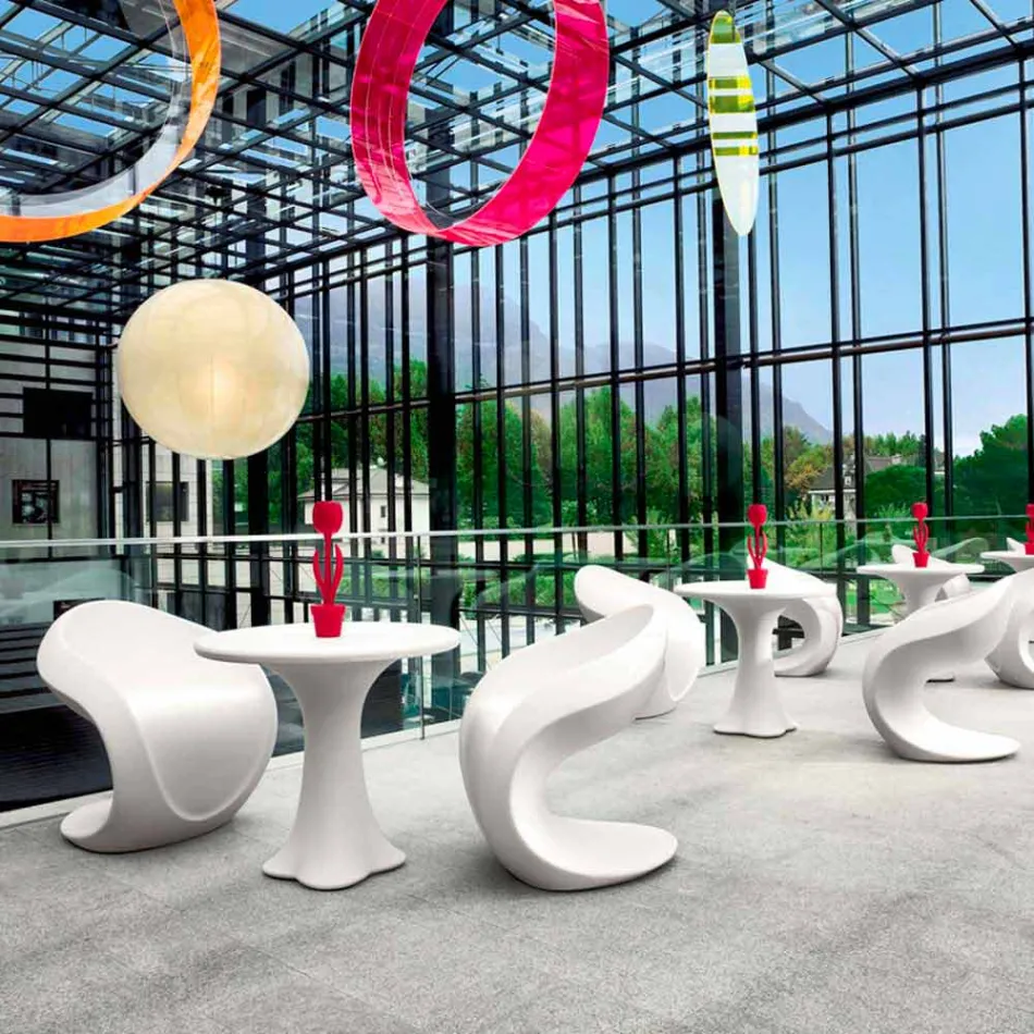 Fauteuil design intérieur ou extérieur en polyéthylène blanc - Petra by Myyour Viadurini