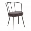 Chaise de cuisine design de style industriel en fer et cuir écologique - Pinny