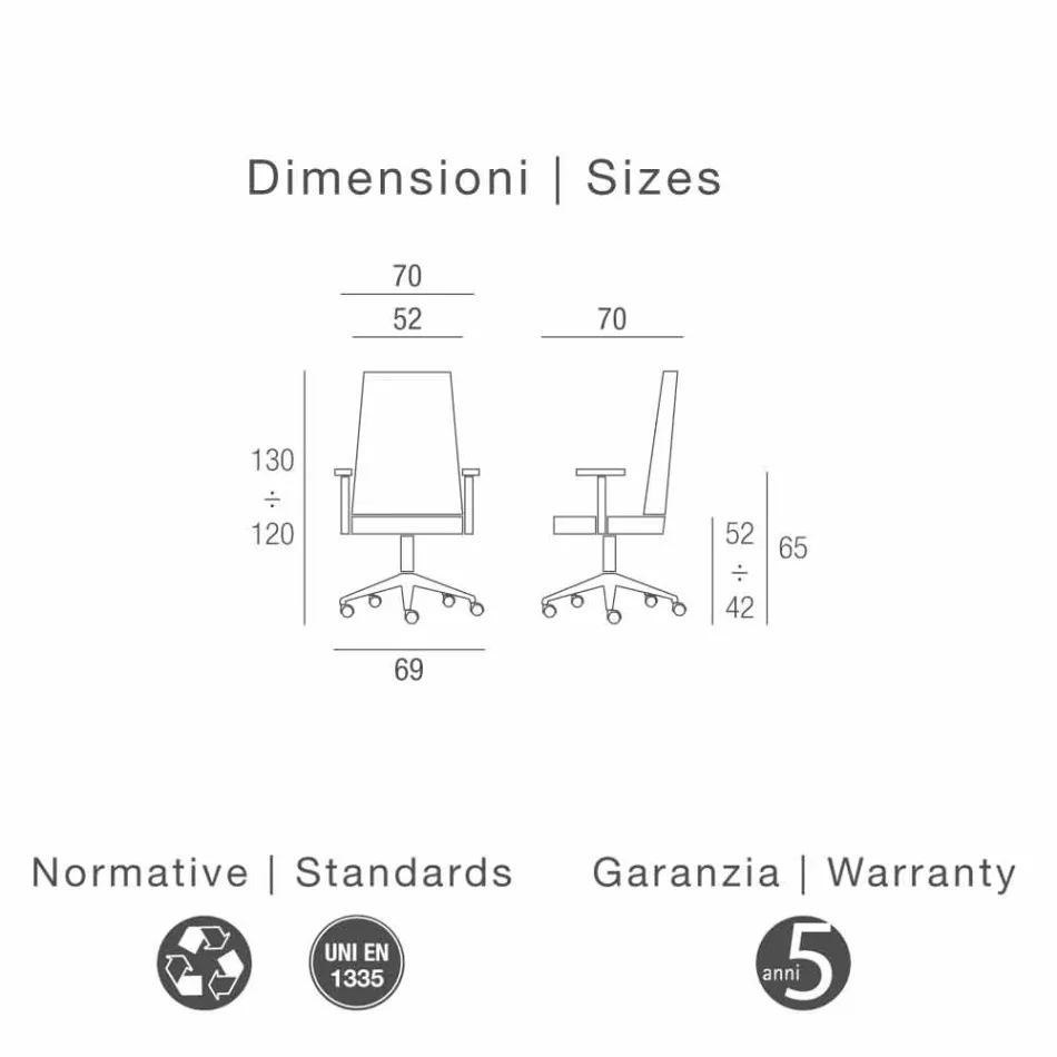 Bureau de Fauteuil de direction moderne Gemma skaï Viadurini
