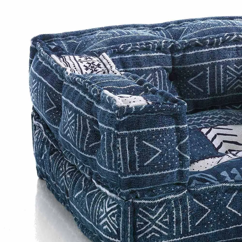 Fauteuil lounge ethnique en tissu patchwork et velours - Fibre Viadurini