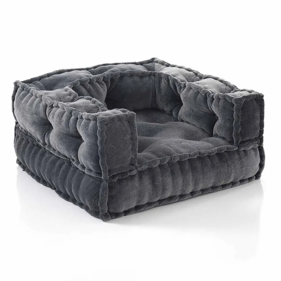 Fauteuil lounge ethnique en tissu patchwork et velours - Fibre Viadurini