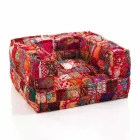 Fauteuil lounge ethnique en tissu patchwork et velours - Fibre Viadurini