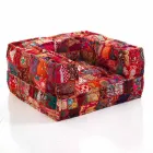 Fauteuil lounge ethnique en tissu patchwork et velours - Fibre Viadurini