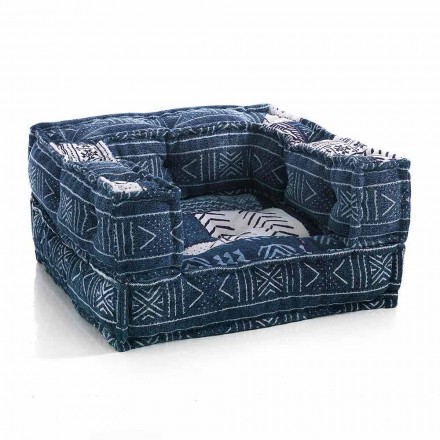 Fauteuil lounge ethnique en tissu patchwork et velours - Fibre Viadurini