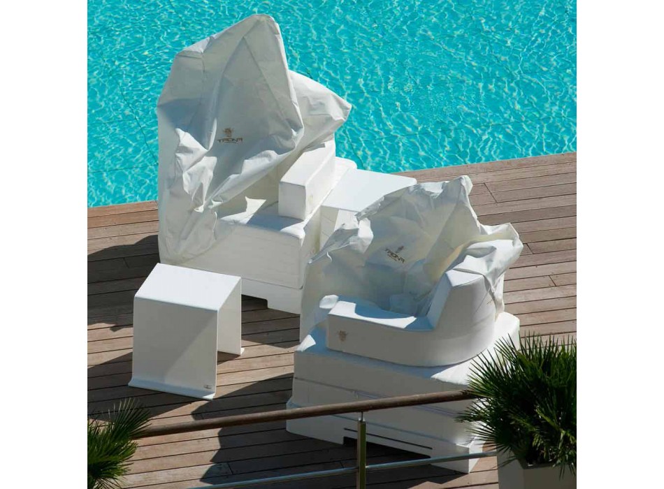 Fauteuil flottant Trona design blanc luxe, made in Italy Viadurini