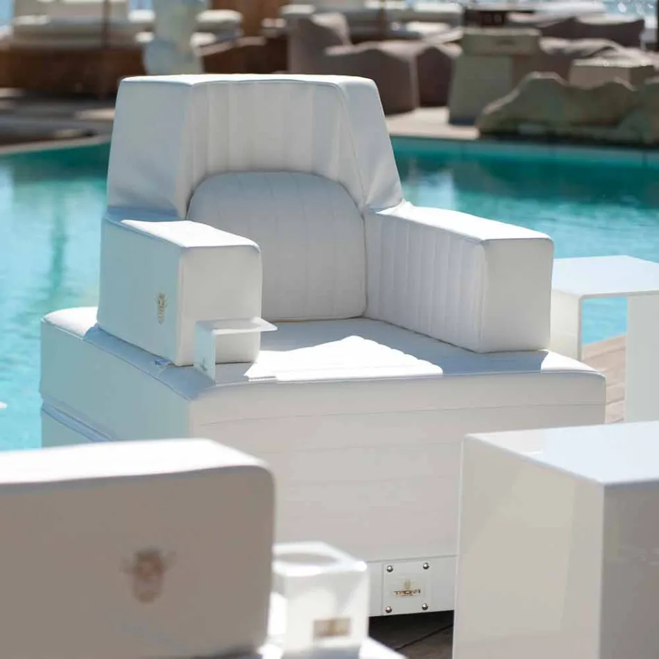 Fauteuil flottant Trona design blanc luxe, made in Italy Viadurini