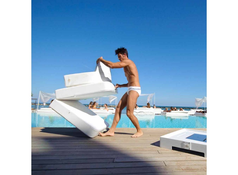 Fauteuil flottant Trona design blanc luxe, made in Italy Viadurini