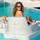 Fauteuil flottant Trona design blanc luxe, made in Italy Viadurini