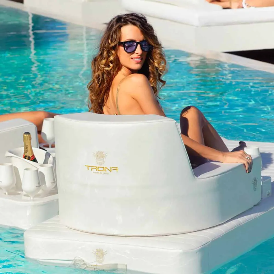 Fauteuil flottant Trona design blanc luxe, made in Italy Viadurini
