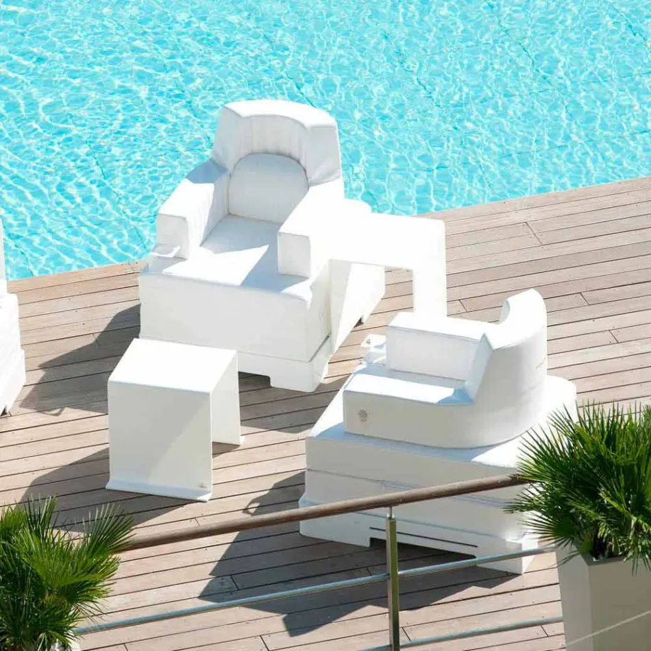 Fauteuil flottant Trona design blanc luxe, made in Italy Viadurini