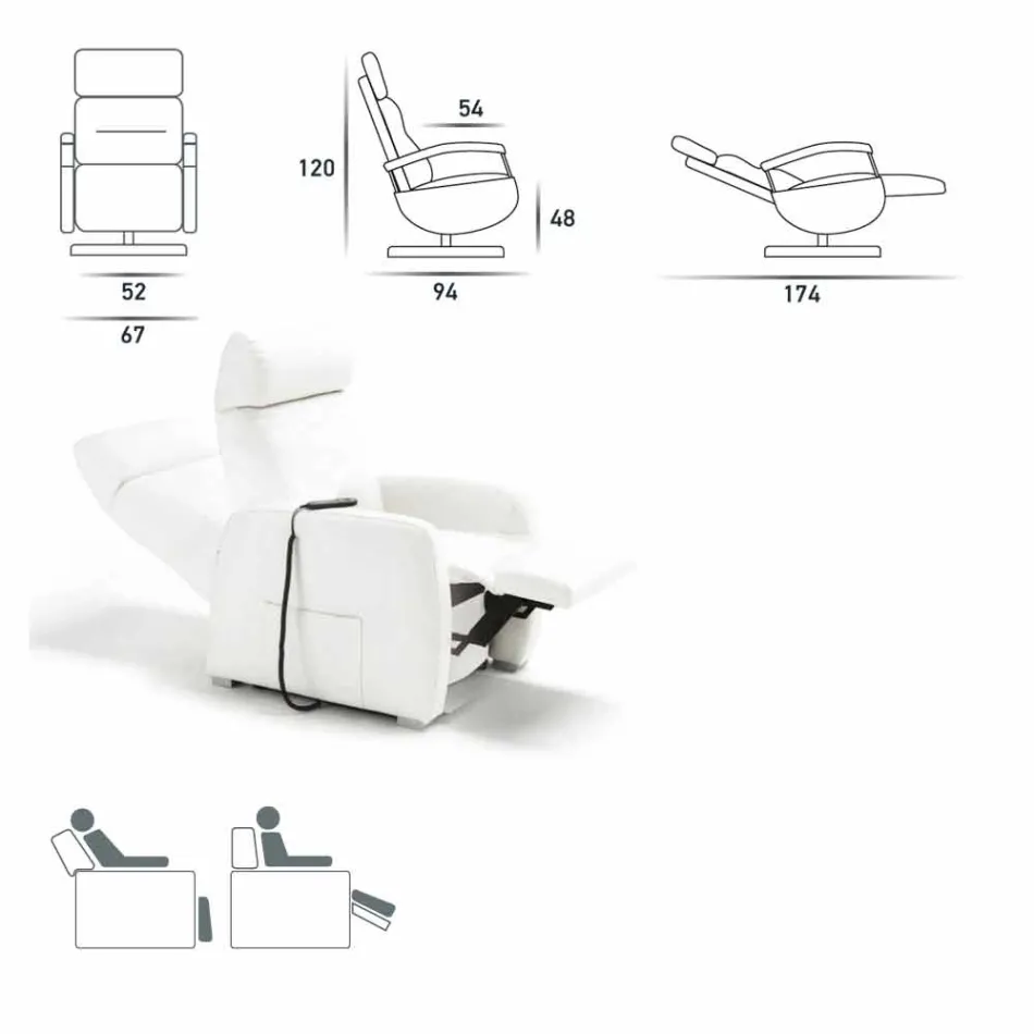 Fauteuil tournant 2 moteurs design moderne produit en italie Cassia Viadurini