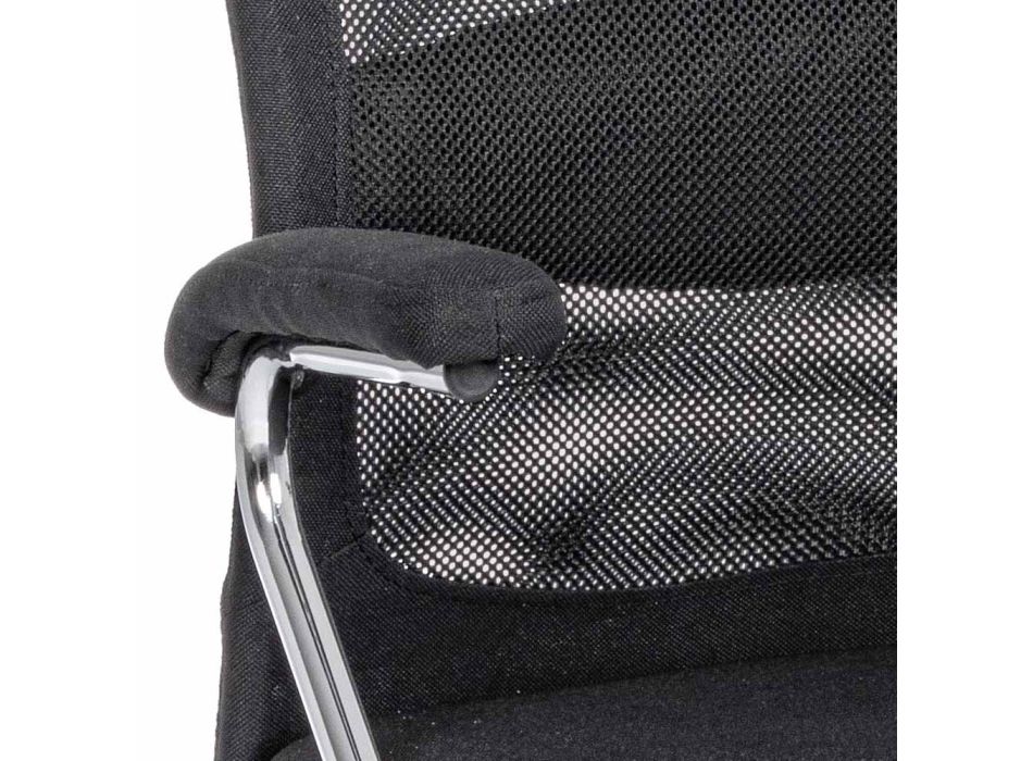 Fauteuil de bureau ergonomique pivotant en acier et tissu noir - Pukka Viadurini