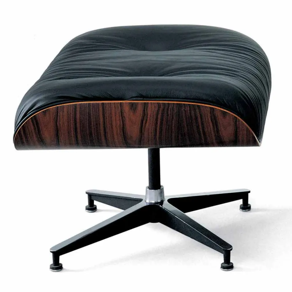 Fauteuil pivotant recouvert de cuir avec repose-pieds Made in Italy - Maestrale Viadurini