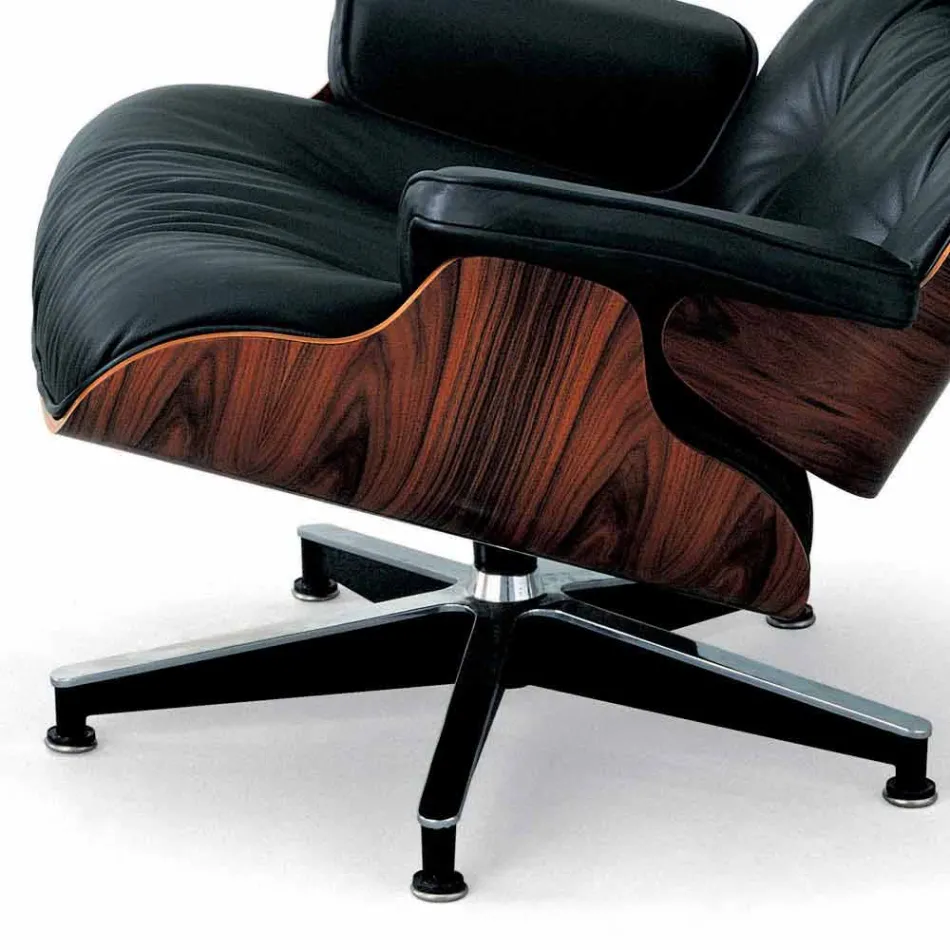 Fauteuil pivotant recouvert de cuir avec repose-pieds Made in Italy - Maestrale Viadurini