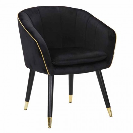 Fauteuil rembourré en bois et tissu de design moderne - Maddy Viadurini