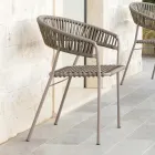 Fauteuil de jardin empilable en acier et corde Made in Italy 2 pièces - Ragnar Viadurini