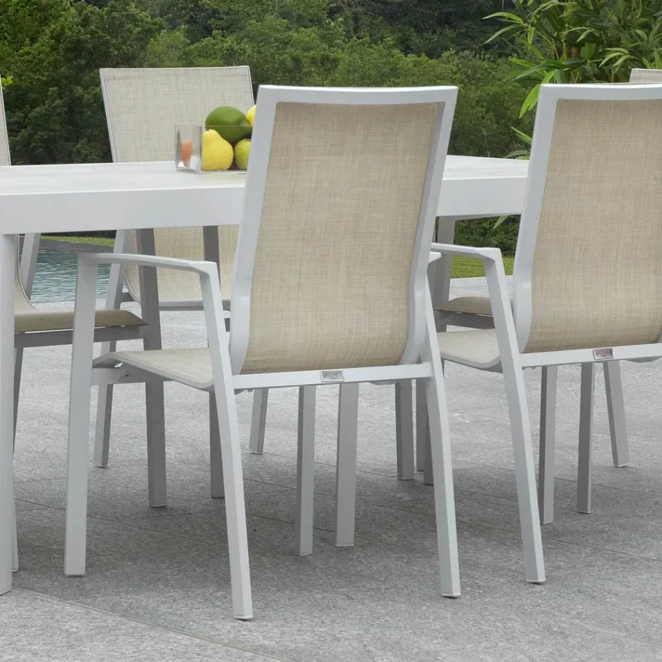 Chaise de jardin empilable en textilène et aluminium - Foglio Viadurini