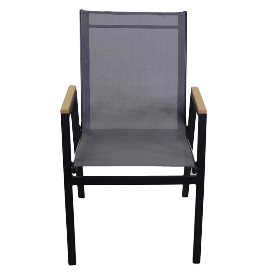 Fauteuil en aluminium et textilène avec accoudoirs en polywood - Diary Viadurini