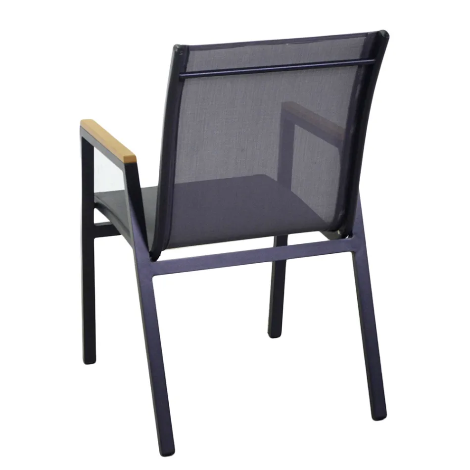 Fauteuil en aluminium et textilène avec accoudoirs en polywood - Diary Viadurini