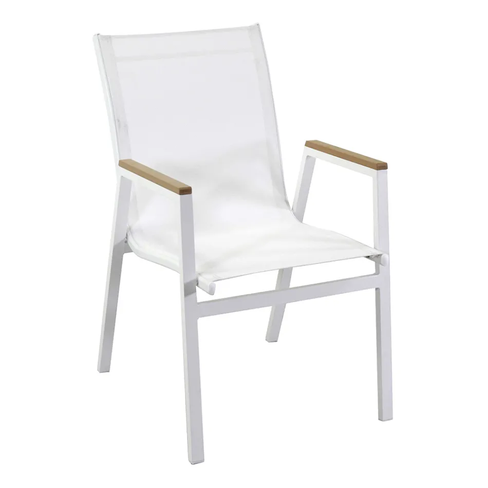 Fauteuil en aluminium et textilène avec accoudoirs en polywood - Diary Viadurini