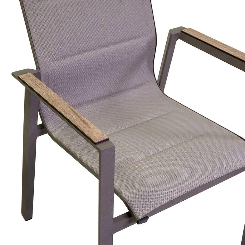 Fauteuil en aluminium et textilène avec accoudoirs en HPL - Righello Viadurini