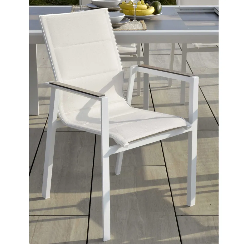 Fauteuil en aluminium et textilène avec accoudoirs en HPL - Righello Viadurini