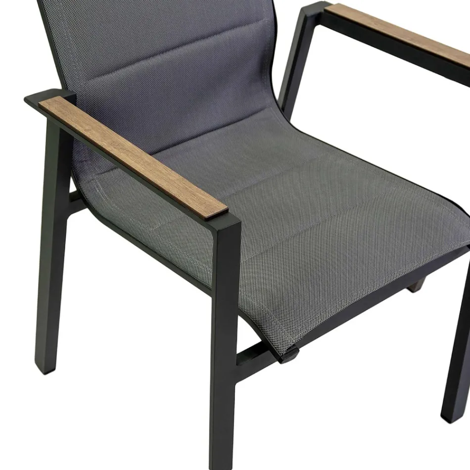 Fauteuil en aluminium et textilène avec accoudoirs en HPL - Righello Viadurini