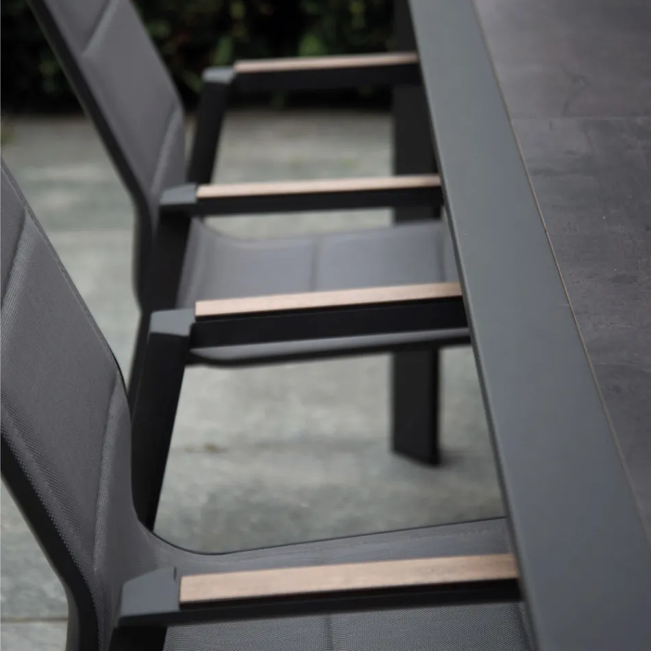 Fauteuil en aluminium et textilène avec accoudoirs en HPL - Righello Viadurini