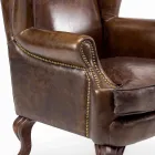 Fauteuil de Salon Vintage en Cuir Effet Vieilli - Cachet Viadurini