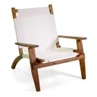 Fauteuil en bois d'acacia et tissu mélange coton/polyester - Bottega Viadurini