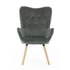 Fauteuil design en bois de hêtre et velours vert ou gris - Gilly Viadurini