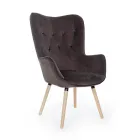 Fauteuil design en bois de hêtre et velours vert ou gris - Gilly Viadurini