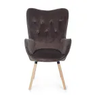 Fauteuil design en bois de hêtre et velours vert ou gris - Gilly Viadurini