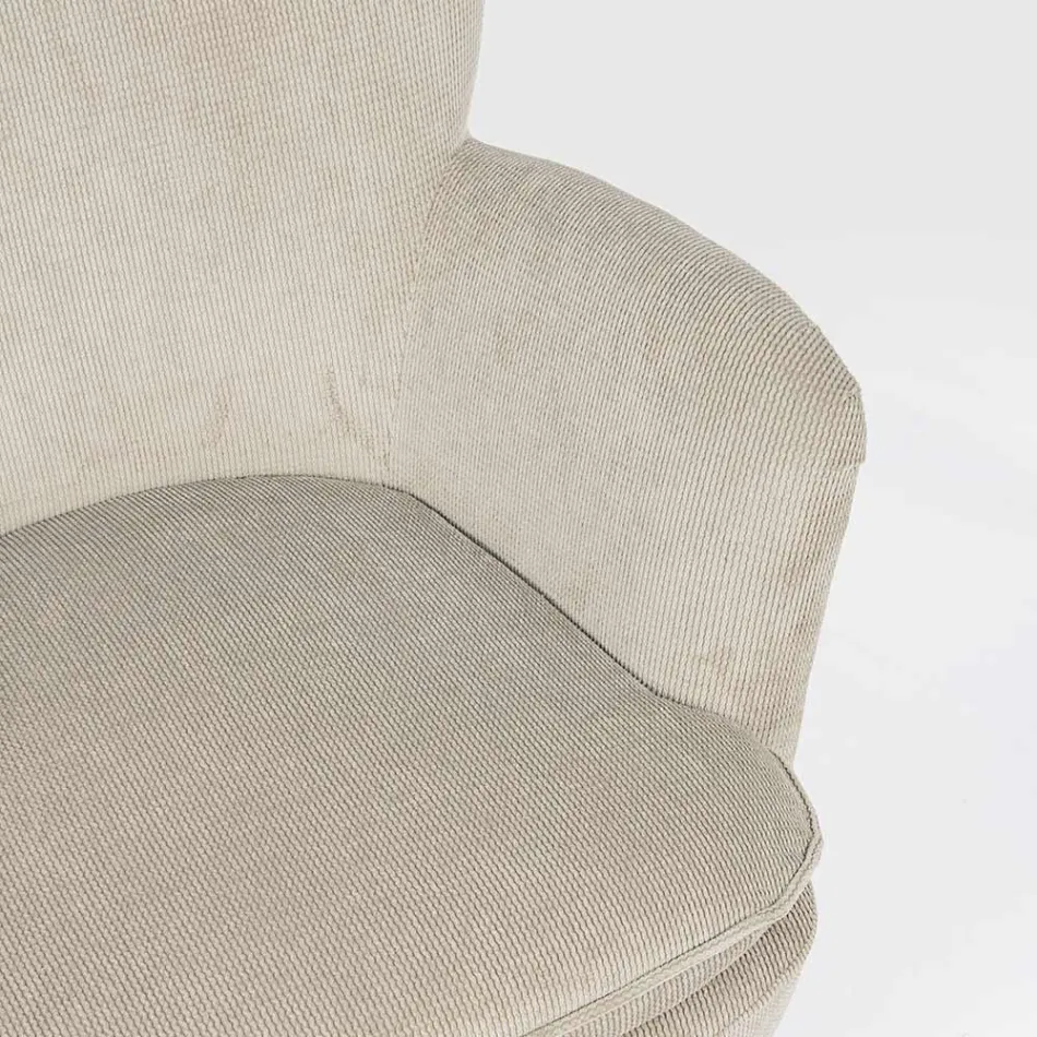 Fauteuil Pin et Assise Effet Velours Coste 4 Finitions - Molly Viadurini