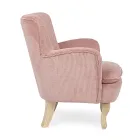 Fauteuil Pin et Assise Effet Velours Coste 4 Finitions - Molly Viadurini