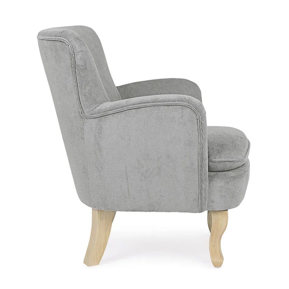 Fauteuil Pin et Assise Effet Velours Coste 4 Finitions - Molly Viadurini