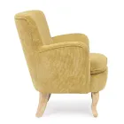 Fauteuil Pin et Assise Effet Velours Coste 4 Finitions - Molly Viadurini